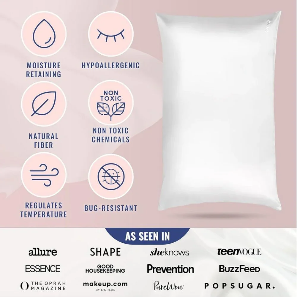 NWT Blissy 100% Silk Queen Pillowcase in White - Picture 2 of 10